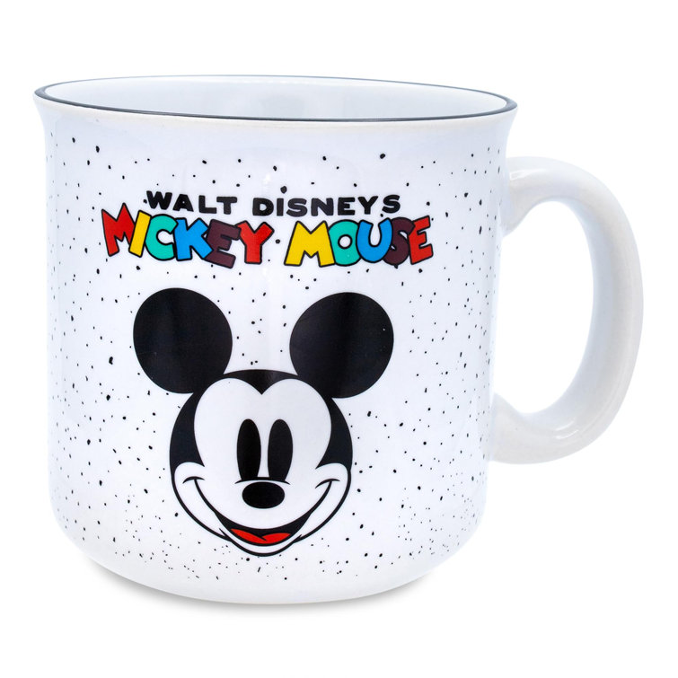 Disney Vintage Mickey and Minnie Mouse Ceramic Soup Mug with Lid | 24 Ounces