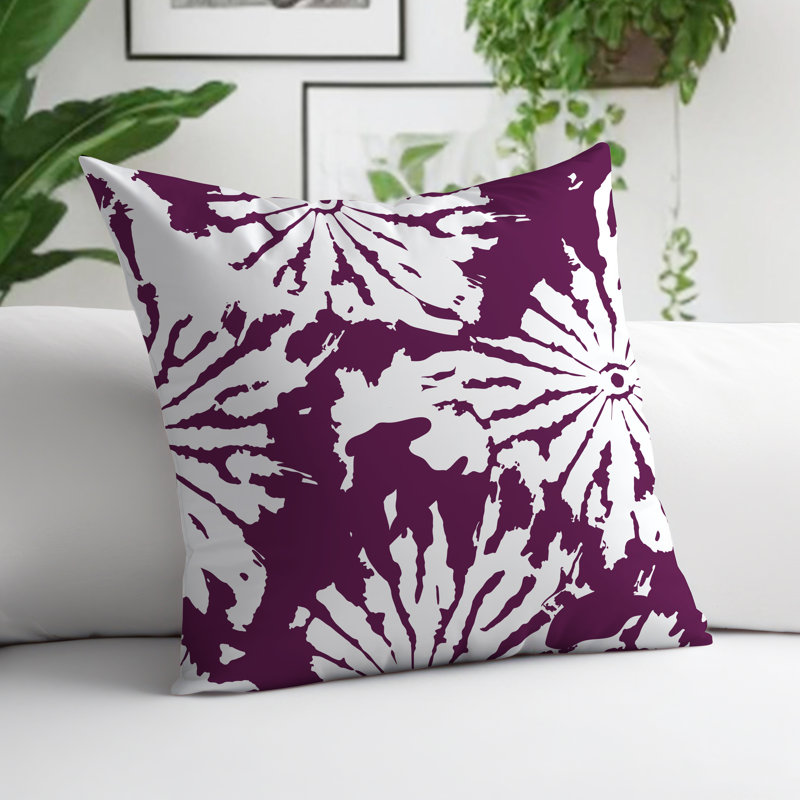 Coussin Cecil, H 19 po x l 19 po, Mauve/blanc