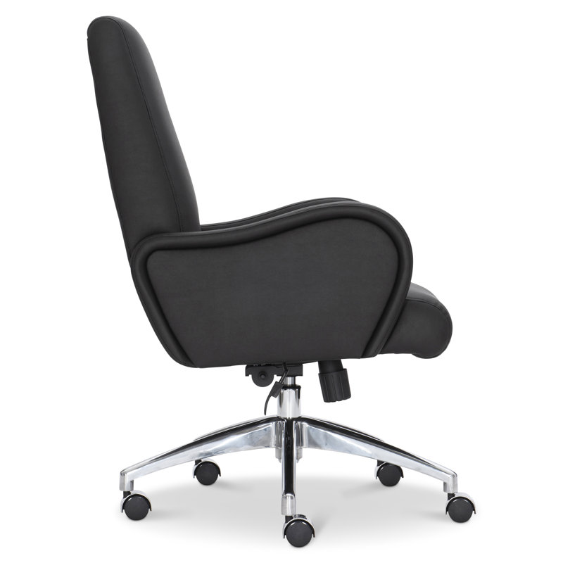 Black High Back Swivel Task Chair with Vinyl Upholstery