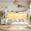 Lit superposé simple au-dessus de simple avec tablettes et tiroirs de rangement, lit superposé en métal avec lumières DEL pour adolescents, pas besoin de sommier tapissier. Blanc-1749658026
