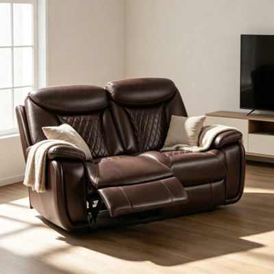 Madeira 62.6'' Wide Diamond Stitching Breathable Leather Power Reclining Loveseat with USB
