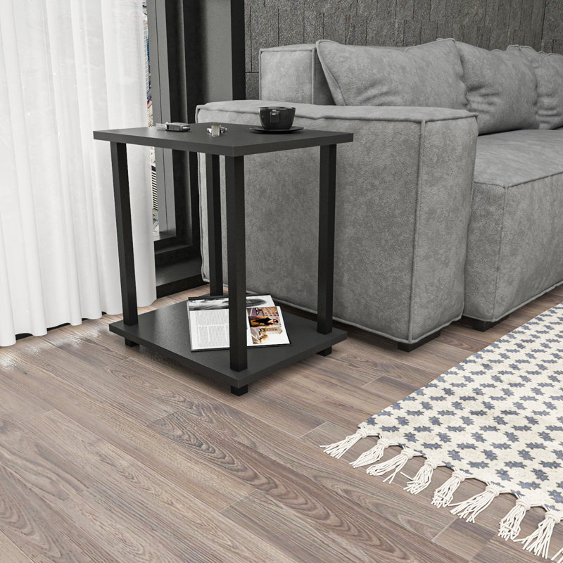 Monowi Square Side End Table, Black, Anthracite