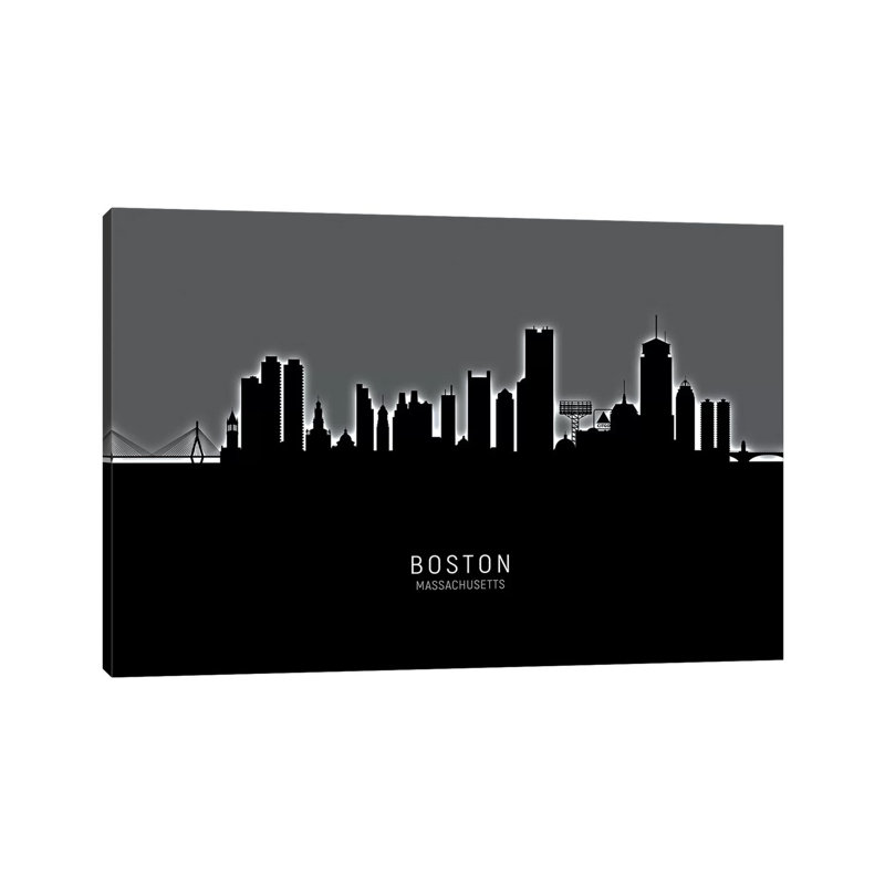 Boston Massachusetts Skyline by Michael Tompsett - Wrapped Canvas Print, 20.32 cm H x 30.48 cm W