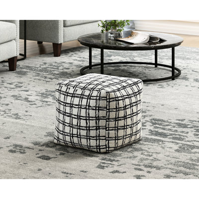 Repose-pieds carré noir en tissu noir antidérapant, pouf 16 po x 16 po x 16 po, support de poids de 300 lb,