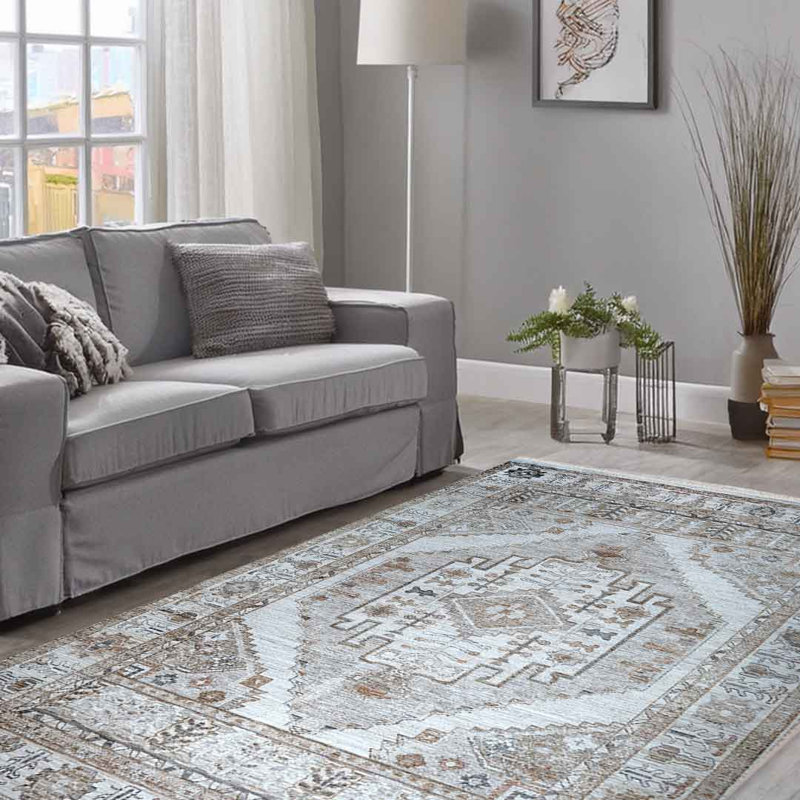 Emerald Elysian Beige And Rose Area Rug, Rectangle 120 x 155 cm