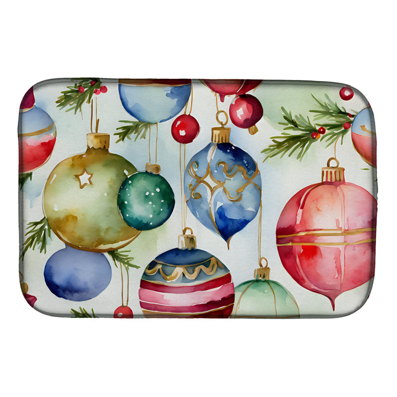 Christmas Ornaments Dish Drying Mat