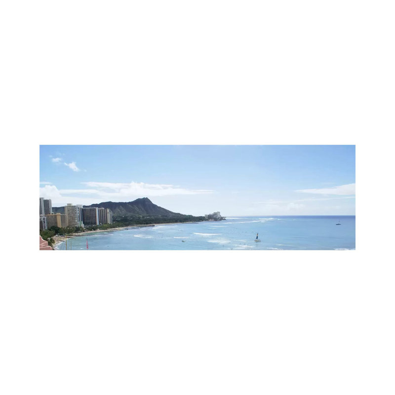 Honolulu Panoramic Skyline Cityscape - Wrapped Canvas Panoramic Print