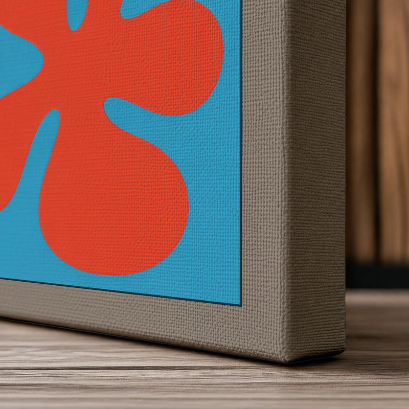 Three Starburst Blooms Mid-Century - Wrapped Canvas, 30x20 - 76.2 x 50.8 cm, Taupe Border
