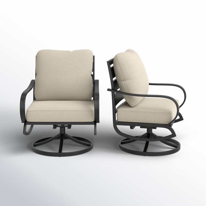 Ensemble de 2 chaises de patio en métal avec coussins Argirios, Beige