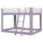 Lit superposé bas double, lit superposé convertible en bois avec échelle réversible et barrières de sécurité, violet et blanc-692551266-692551267