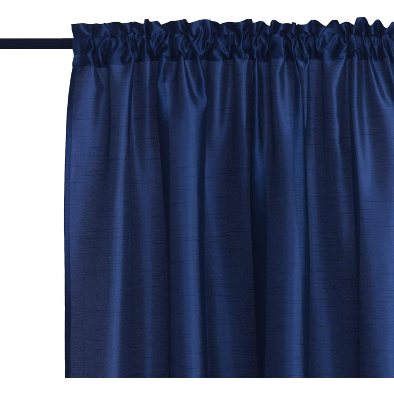 2 Panels Faux Silk Rod Pocket Semi Sheer Curtains, 52"W x 84"L (Pack of 2), Navy