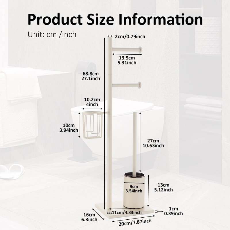 Free Standing Toilet Paper Holder, White