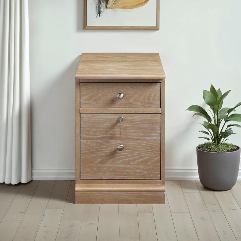 Samul 24" H 2-Drawer Wood Mobile File Cabinet , Aged Oak