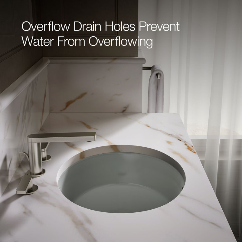 Verticyl Ceramic Oval Undermount Bathroom Sink with Overflow, Ice Gray