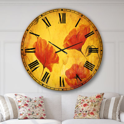 Red Poppy Flower - Traditional wall clock