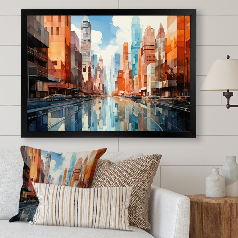 Towers Skyward Symphony I - Cityscapes Canvas Prints, H 16 po x l 32 po x P 1 po, Cadre photo noir