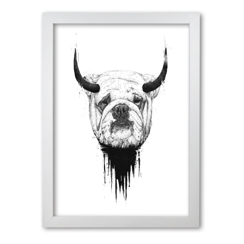 Bulldog Horns by Mercedes Lopes Charro - Print, 59.4 cm H x 42 cm W x 5 cm D, White Grain