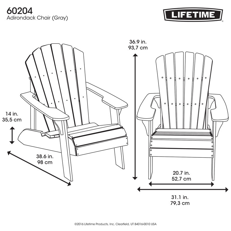 Chaise Adirondack en résine / plastique, Gris havre
