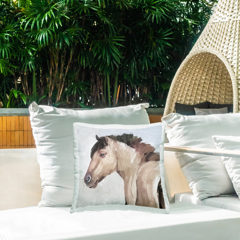 Dry Creek Horse Portrait Outdoor Printed Pillow design by Errico & Slyp