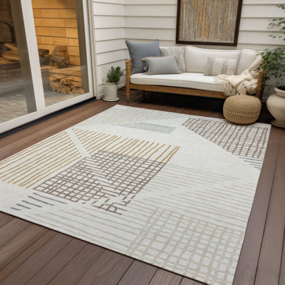 Machine Washable Indoor/Outdoor Hovey ACN2270 Stripes Rug