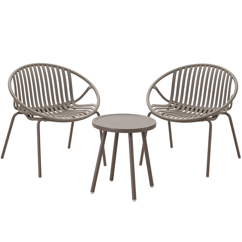 Ensemble de meubles de patio 3 pièces avec table bistro et 2 chaises en résine werph, ensemble de conversation extérieur pour jardin, bord de piscine