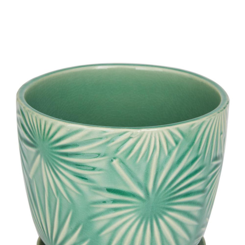 Ensemble de pots à fleurs d'intérieur en céramique 3 pièces Milomir, Palmier vert