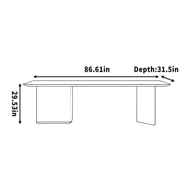 Bureau pour le bureau à domicile simple, H 29,53 po x l 86,61 po x P 31,5 po, Brun