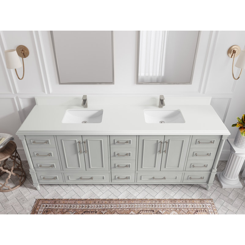 Ensemble de meuble-lavabo double 84 po Aberdeen, Blanc, Coventry gris
