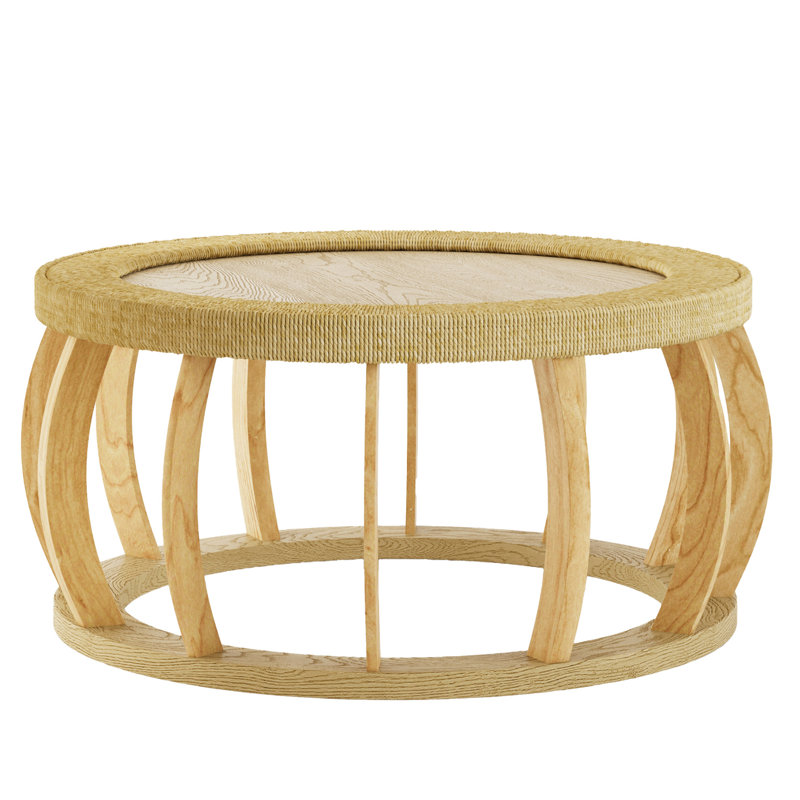 Table basse ronde ronde en bois massif de 35,43 po avec pieds courbés et table d'appoint Boho pour salle à manger, cuisine et salon, naturel