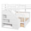 Lit superposé simple en L double avec 3 tiroirs de rangement, échelle en escalier, structure en pin massif, blanc-389850001