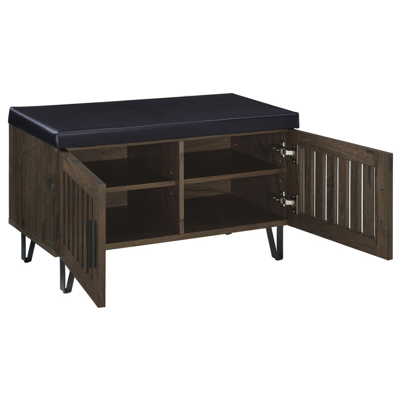 Clackamas Smoked Oak 2-Door Storage Bench, Oak