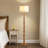 Sculptural Bamboo-Style 62" Floor Lamp With Ivory Linen Shade, Rotary Switch, LED Bulb Included