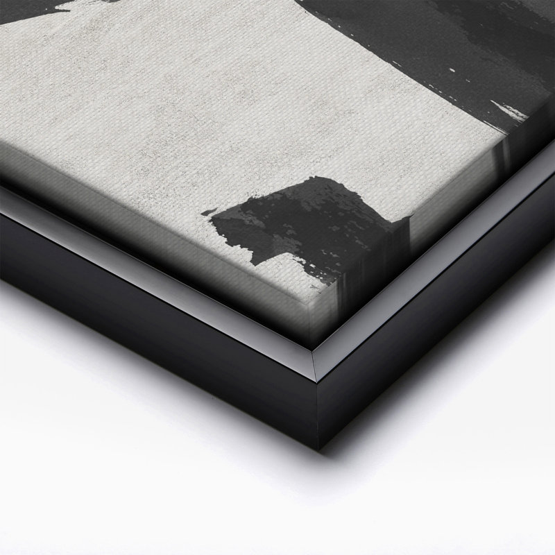 Coups de pinceau noirs no 1, Black Framed, Canvas, 12"H x 16"W