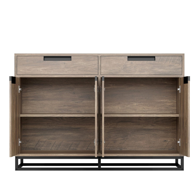 55" Farmhouse Sideboard Buffet Cabinet with 2 Drawers & 4 Doors, Kitchen Coffee Bar Storage Cabinet, Vintage