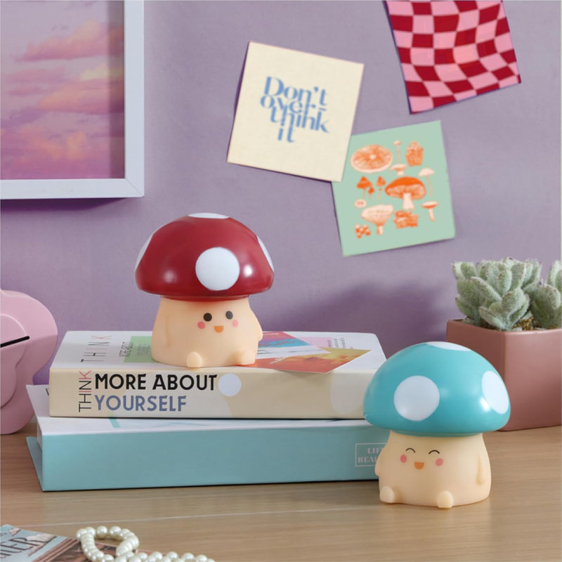  Lampe d'humeur Figural Squish, paquet de 2 avec champignon rouge et bleu