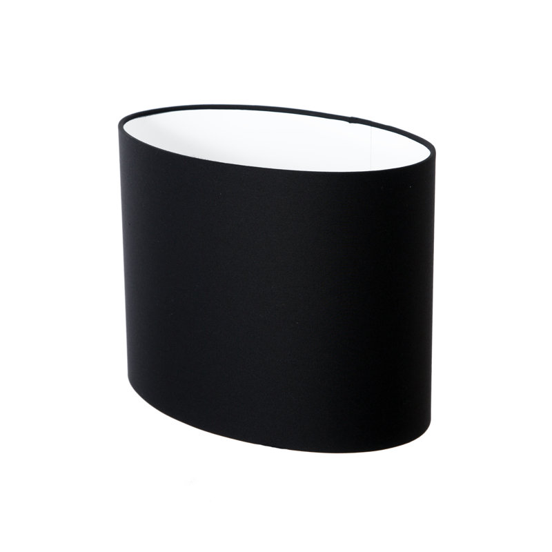 Cotton Oval Lamp Shade ( Screw On ), Black, 28cm H x 40cm W x 25cm D