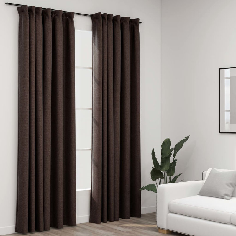 Blackout Curtain Pair, Taupe, Width 140 x Drop 245 cm