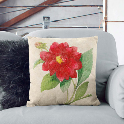 Dahlia Flowers Floral Square Throw Cushion