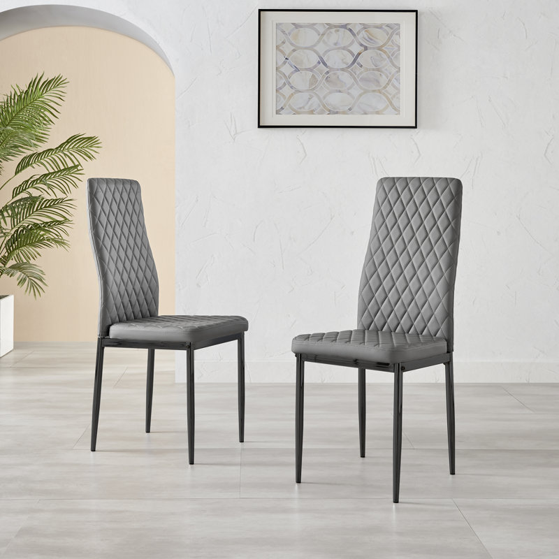 Eubanks 4 - Person Dining Set, Grey/Black, White/Black