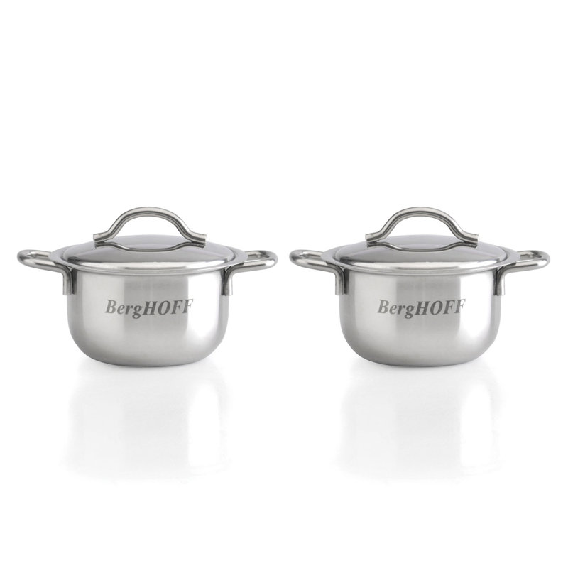 Cov''d Mini Pots, 18/10 SS, Set Of 4, 2.5"
