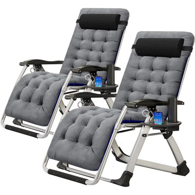 2 Pack Zero Gravity Chair,Adjustable Reclining Lounge Chair with Cushion, Headrest, Cup Holder