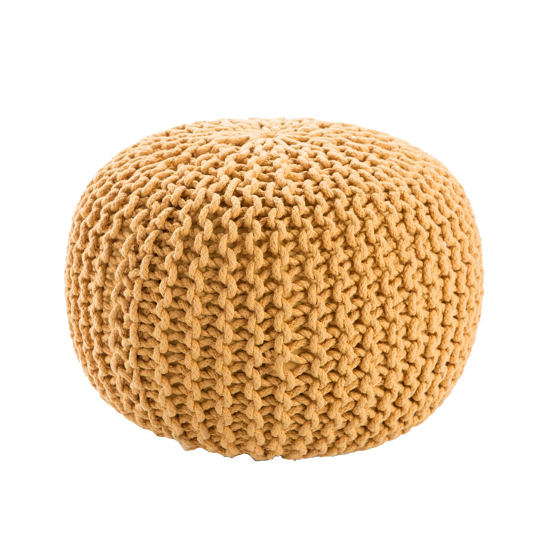 Anely 20" Wide Round Pouf Ottoman, Yellow