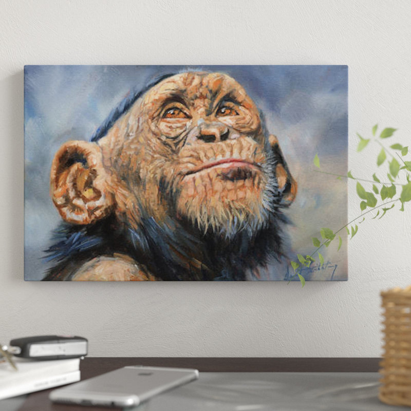 « chimp », impression sur toile, H 18 po x l 26 po x P 1,5 po, Pas de tapis, Toile tendue