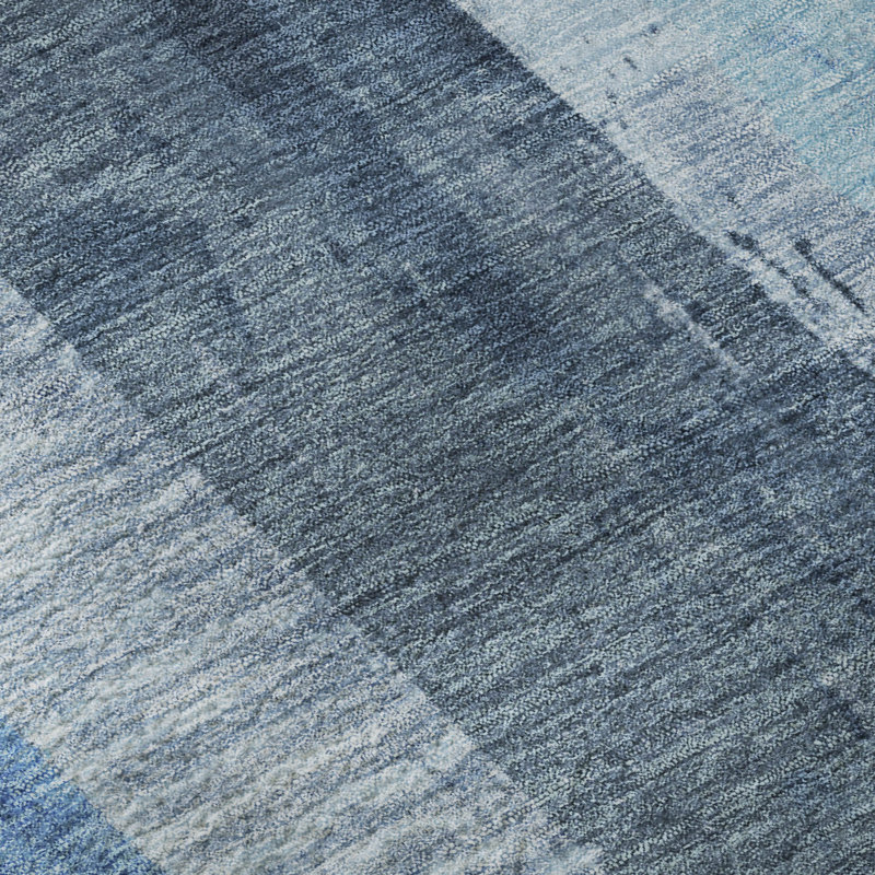 Tapis à rayures de qualité supérieure lavable à la machine Mehara AMF1689, Rond 8 pi