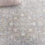 Tapis oriental en polyester tissé à la machine en ivoire / gris-1285471320