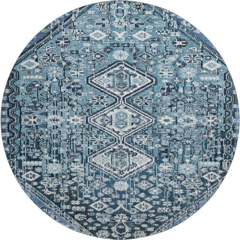 Premium Machine Washable Mayfield AMF1834 Aztec Rug, Round 8'