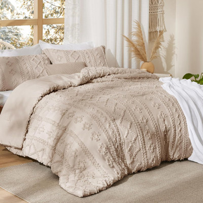 Ensemble d'édredon simple / simple TG Dorm Bedding - ensemble d'édredon kaki boho, ensemble de literie 2 pièces à broderie Shabby Chic, cadeaux pour femme, édredon en jacquard doux