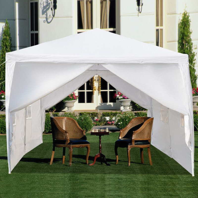 Tente de réception extérieure 10 pi x 20 pi avec 6 parois latérales amovibles, pavillon de jardin à baldaquin imperméable, blanc