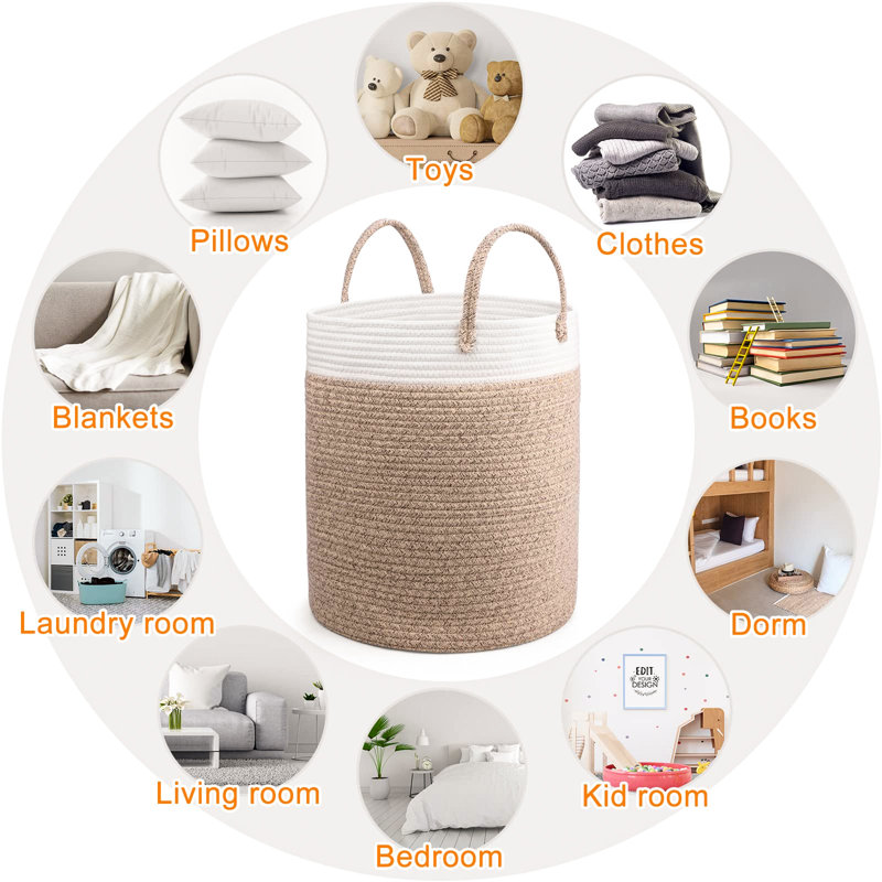 Fabric Laundry Hamper with Handles, Khaki