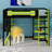 Modern Loft Bed Featuring A Built In Desk, Shelves-304044406